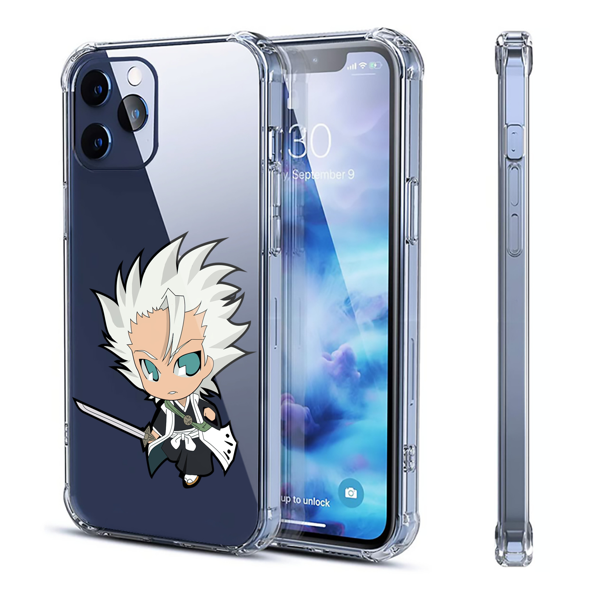 （画像用） ブリーチ 日番谷冬獅郎（ひつがや とうしろう） BLEACH Hitsugaya Toushirou 【iPhone 12シリーズ対応】透明スマホケース（クリアソフトケース）